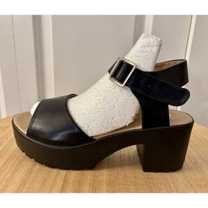 Women’s Black Cleated Platform Block Heel Sandals